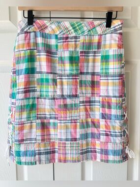 Talbots Madras Plaid Patchwork Skirt Size 2 Preppy Colorful Old Money Hamptons